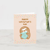 Happy Valentine's Day Hug Me Candy Heart Sloth Karte (Vorderseite)