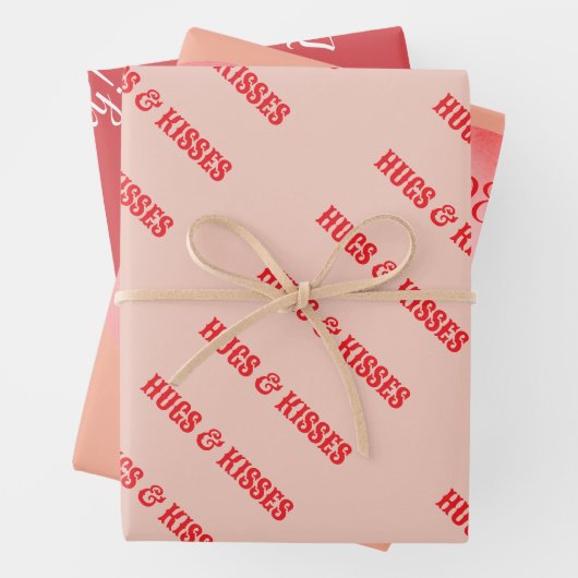 Happy Valentine's Day Hugs & Kisses Liebe Custom Geschenkpapier Set (Beispiel)
