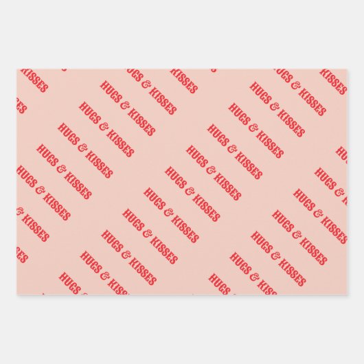 Happy Valentine's Day Hugs & Kisses Liebe Custom Geschenkpapier Set (Vorderseite)