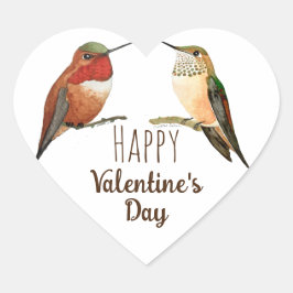 Happy Valentine's Day Hummingbirds Herz-Aufkleber