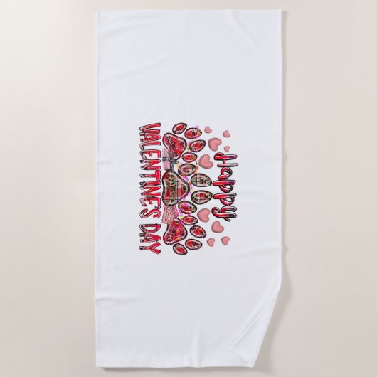 Happy Valentines Day Hund Strandtuch (Vorderseite)