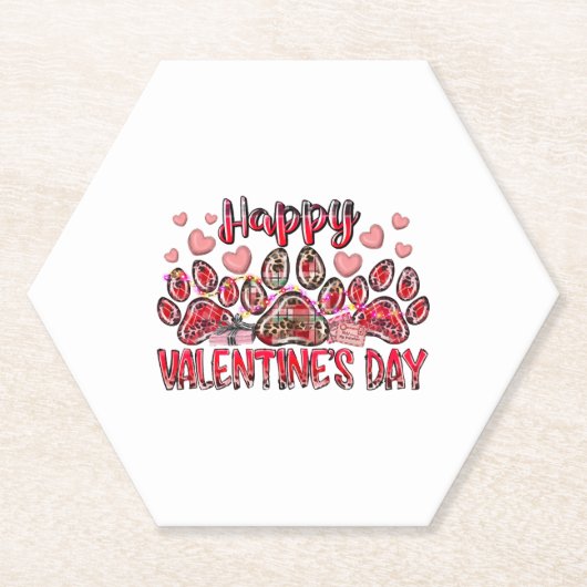 Happy Valentines Day Hund Untersetzer (Vorderseite)