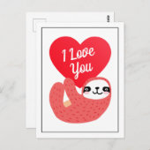 Happy Valentine's Day | I Liebe Sie Niedlich Sloth Postkarte (Vorne/Hinten)