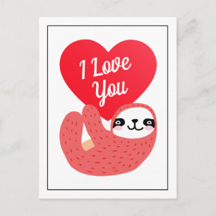 Happy Valentine's Day I Liebe Sie Niedlich Sloth Postkarte