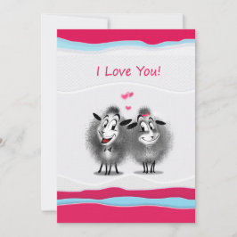 Happy Valentine's Day! I Love You! Cute Sheeps Feiertagskarte