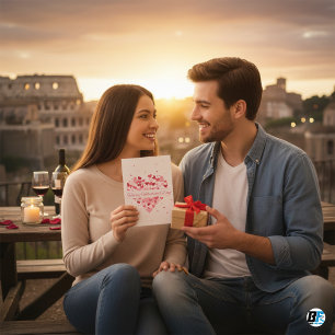 Happy Valentine's Day (in eleganter rosa Schrift) Feiertagskarte