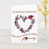 Happy Valentines Day in Polish Card Karte (Gelbe Blume)