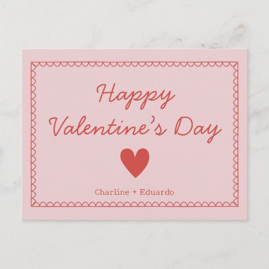 Happy Valentines Day Individuelle Name Postkarte (Vorderseite)