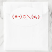 Happy Valentine's Day / Japanische Emoticons Ovaler Aufkleber (Tasche)