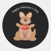 Happy Valentine's Day Kangaroo Runder Aufkleber (Vorderseite)