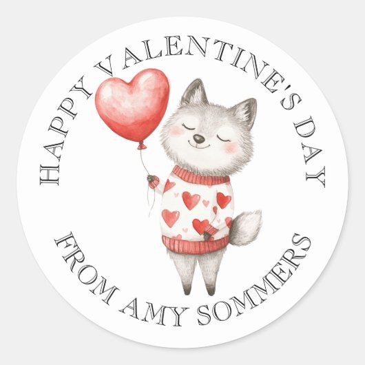 Happy Valentine's Day Kid's Watercolor Cat Hearts Runder Aufkleber (Vorderseite)