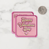 Happy Valentine's Day Kids's Pink 3D School Mitteilungskarte (Vorderseite/Rückseite Beispiel)