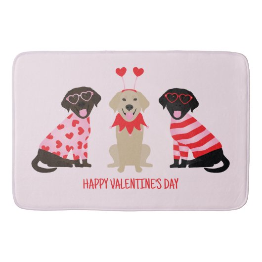 Happy Valentines Day Labrador Retriever Hunde Badematte (Vorderseite)