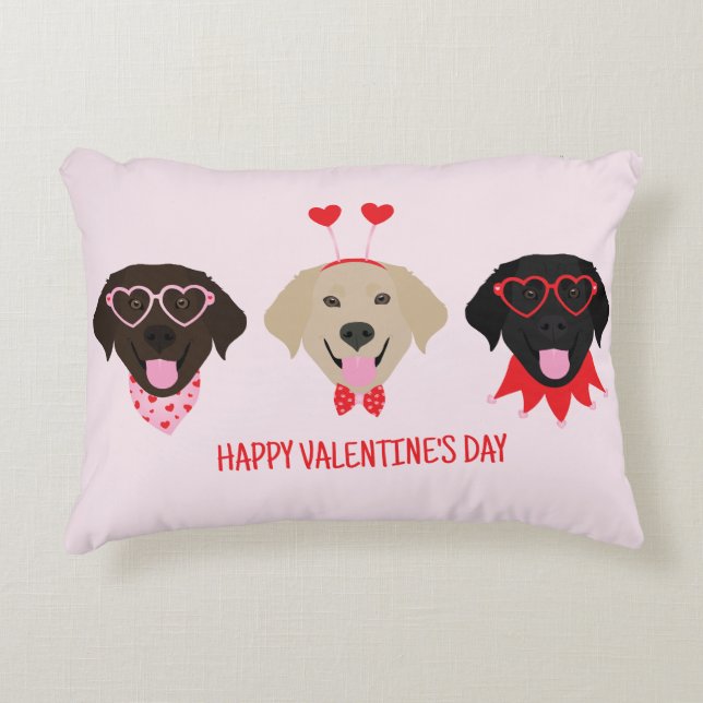 Happy Valentines Day Labrador Retriever Hunde Dekokissen (Vorderseite)