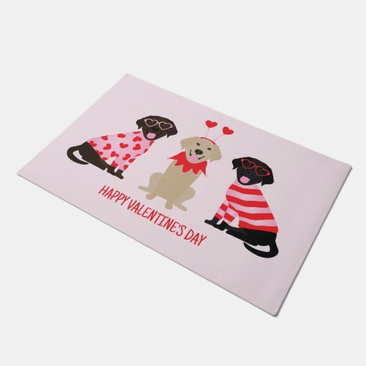 Happy Valentines Day Labrador Retriever Hunde Fußmatte (Schrägansicht)