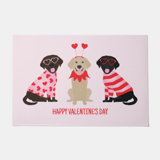 Happy Valentines Day Labrador Retriever Hunde Fußmatte (Vorderseite)