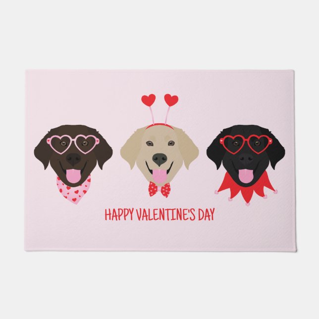 Happy Valentines Day Labrador Retriever Hunde Fußmatte (Vorderseite)