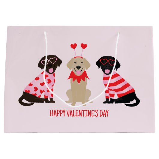 Happy Valentines Day Labrador Retriever Hunde Große Geschenktüte (Vorderseite)