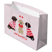 Happy Valentines Day Labrador Retriever Hunde Große Geschenktüte (Rückseite Schrägansicht)