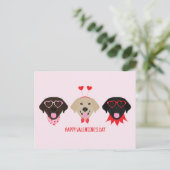 Happy Valentines Day Labrador Retriever Hunde Postkarte (Stehend Vorderseite)