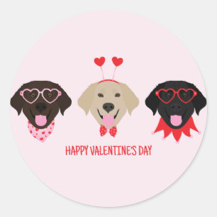 Happy Valentines Day Labrador Retriever Hunde Runder Aufkleber
