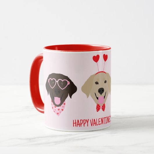 Happy Valentines Day Labrador Retriever Hunde Tasse (Vorderseite Links)