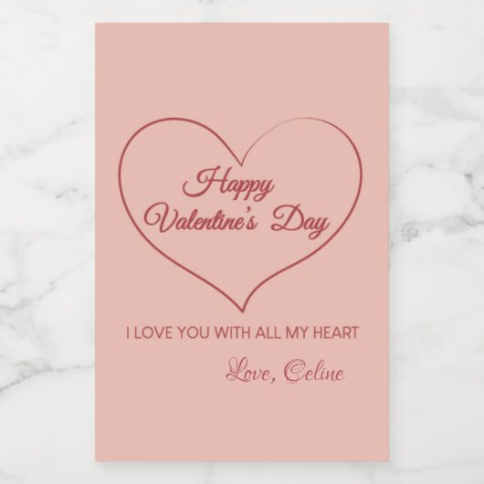 Happy Valentine's Day Lebensmitteletikett (Einzelnes Label)