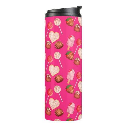 Happy Valentine's Day Leckereien und Candy Muster Thermosbecher (Nach links gedreht)