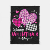 Happy Valentine's Day Leopard And Plaid Hearts Gir Fleecedecke (Vorderseite)