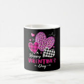 Happy Valentine's Day Leopard And Plaid Hearts Gir Kaffeetasse (Mittel)