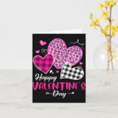 Happy Valentine's Day Leopard And Plaid Hearts Gir Karte (Gelbe Blume)