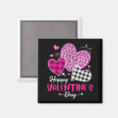 Happy Valentine's Day Leopard And Plaid Hearts Gir Magnet (Vorderseite/Rückseite)