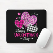 Happy Valentine's Day Leopard And Plaid Hearts Gir Mousepad (Mit Mouse)