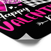 Happy Valentine's Day Leopard And Plaid Hearts Gir Poster (Ecke)