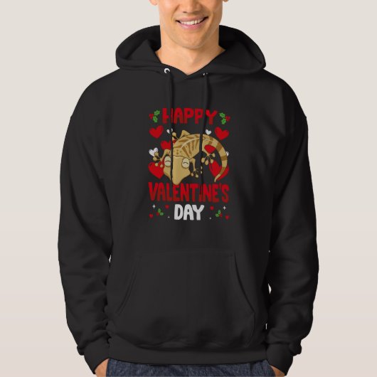 Happy Valentines Day Leopard Gecko Heart Love Anim Hoodie (Vorderseite)