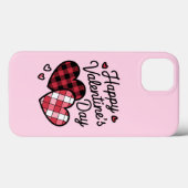Happy Valentines Day Leopard Karierte Liebe Herz Case-Mate iPhone Hülle (Rückseite (Horizontal))