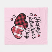Happy Valentines Day Leopard Karierte Liebe Herz Fleecedecke (Vorderseite (Horizontal))