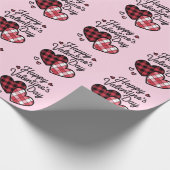 Happy Valentines Day Leopard Karierte Liebe Herz Geschenkpapier (Ecke)