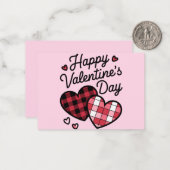Happy Valentines Day Leopard Karierte Liebe Herz Mitteilungskarte (Vorderseite/Rückseite Beispiel)