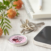 Happy Valentines Day Leopard Karierte Liebe Herz Schlüsselanhänger (Seite)