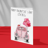 Happy Valentine's Day Liebe Bug Pink Car Balloons Karte