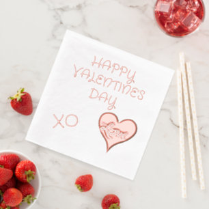 Happy Valentine's Day Liebe Herz Servietten Mit Folie