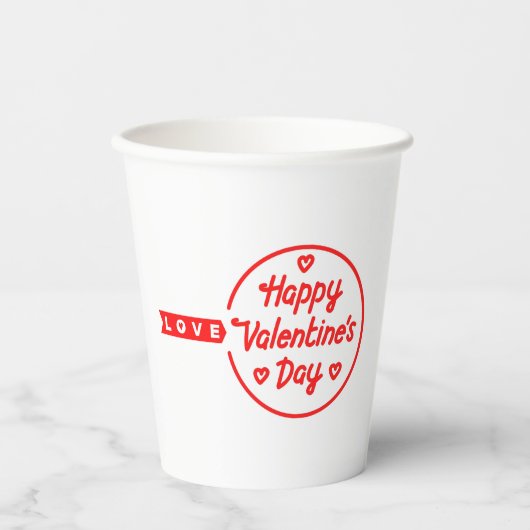 Happy Valentine's Day Liebe Paper Cups Pappbecher (Vorderseite)