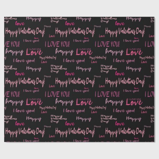 Happy Valentine's Day Liebe Script Geschenk Geschenkpapier (Flach)