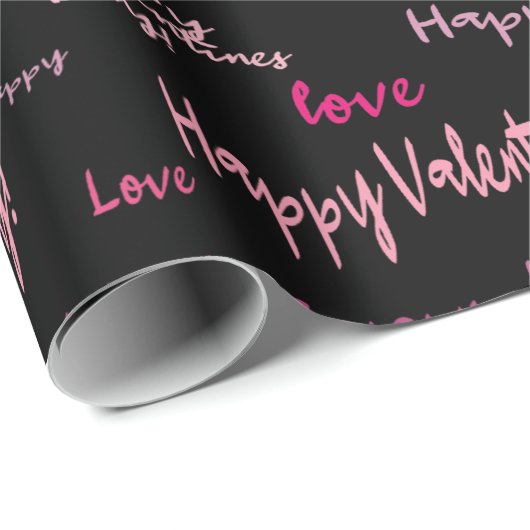 Happy Valentine's Day Liebe Script Geschenk Geschenkpapier (Rolleneckpunkt)