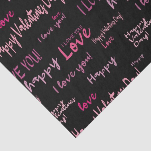 Happy Valentine's Day Liebe Script Geschenk Seidenpapier (Detail)