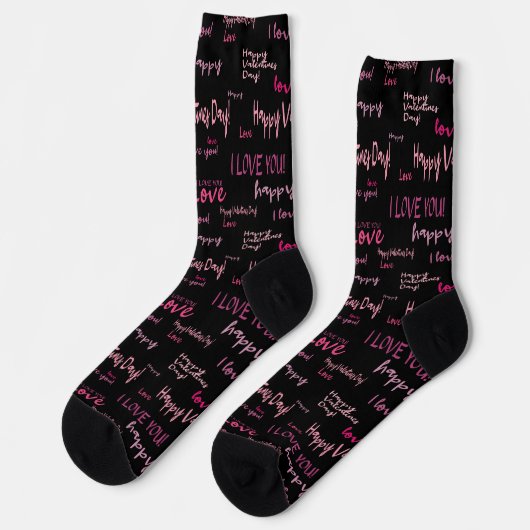Happy Valentine's Day Liebe Script Geschenk Socken (Linkes Detail)