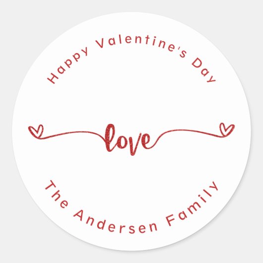 Happy Valentine's Day Liebe Script Holiday Runder Aufkleber (Vorderseite)