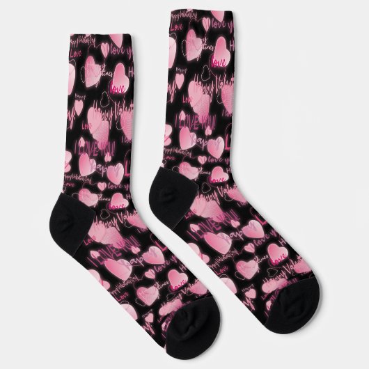 Happy Valentine's Day Liebe Script Pink Hearts Socken (Rechts)