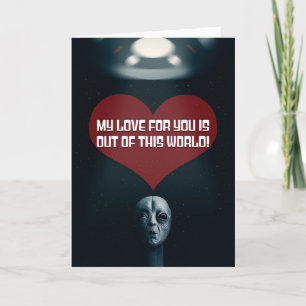 Happy Valentines Day Liebe und Romantik Alien UFO Feiertagskarte